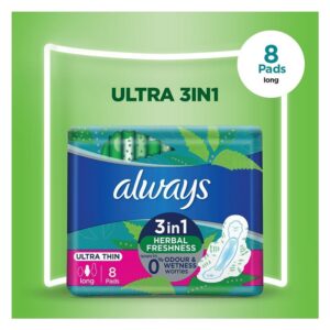 Always 3in1 Herbal Freshness Ultra Thin Long Pads 8-Pack