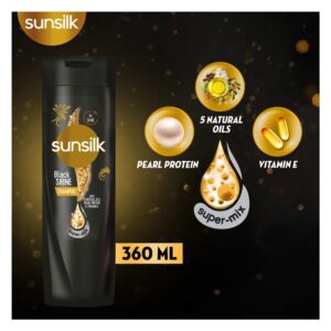 Sunsilk Black Shine 5 Naturals Oils Pearl Protein & Vitamin E Shampoo 360ml