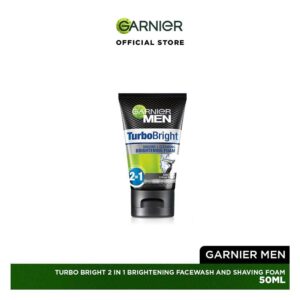 Garnier Turbo Bright Face Wash & Shaving Foam 50ml Daily Grooming Solution for Men’s Skin