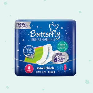 Butterfly Breathables Maxi Thick Sanitary Pads Extra Long 8 Pcs