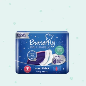 Butterfly Breathables Maxi Thick Sanitary Pads Long 9 Pcs