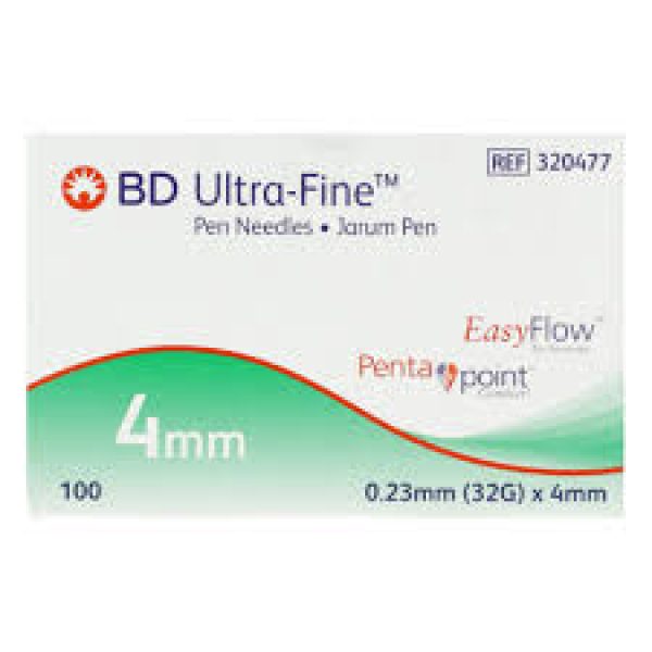 BD ULTRAFINE NEEDLE 4MM 100's